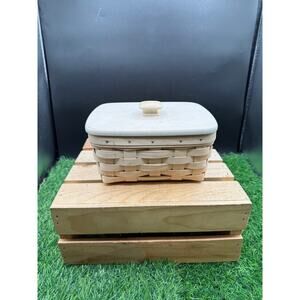 Longaberger 2000 Address Whitewashed Basket with Lid – Used